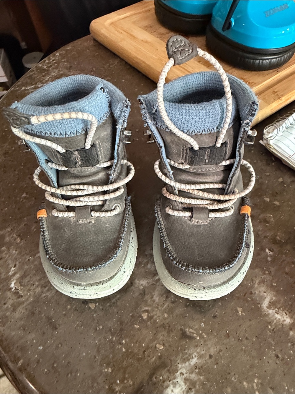 Hey Dude Gray and Blue Winter Boots - Classic Lace-Up
